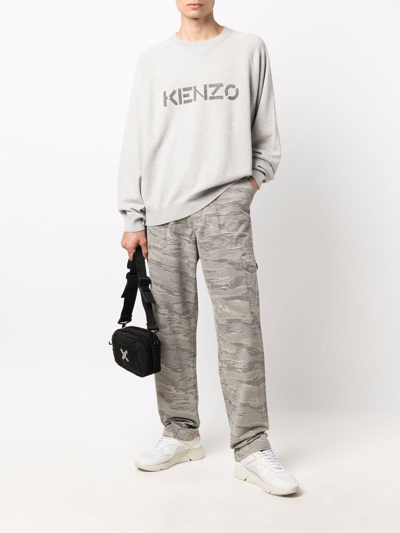 Shop Kenzo Logo Crew Neck Jumper In 93 Grey