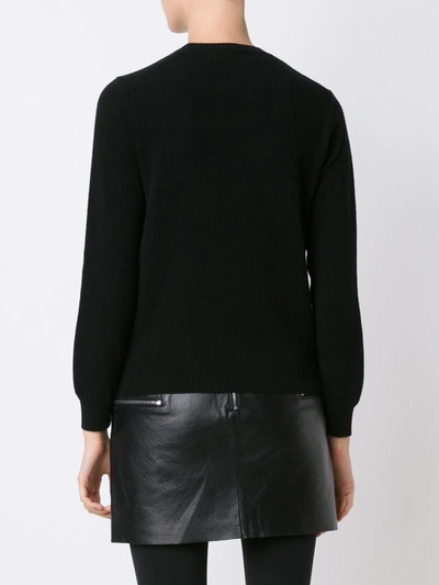 Comme Des Garçons Play Double Emblem V Neck Sweater In Black