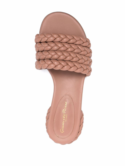Shop Gianvito Rossi Ischia Braided Leather Sandals In Neutrals