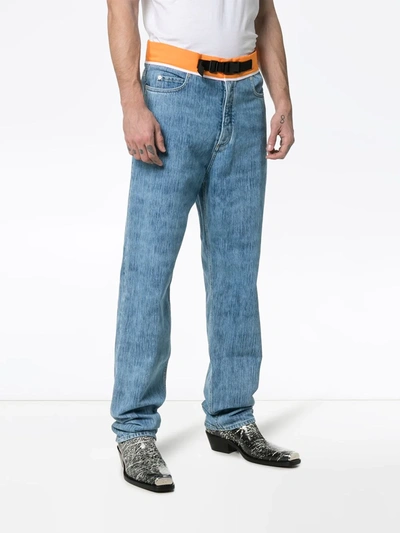 MAISON MARGIELA CONTRASTING WAISTBAND STRAIGHT-LEG JEANS - 蓝色