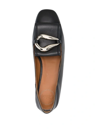 Shop Chloé Logo-plaque Loafers In 黑色