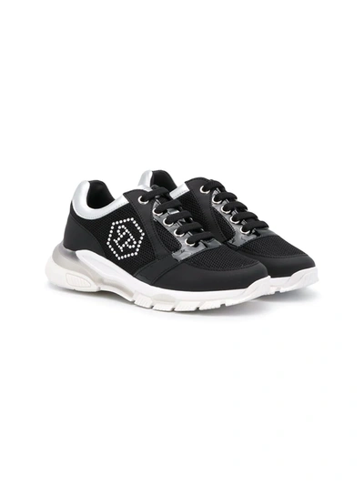 Shop Philipp Plein Runner Crystal Logo Sneakers In Black