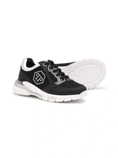 Shop Philipp Plein Runner Crystal Logo Sneakers In Black