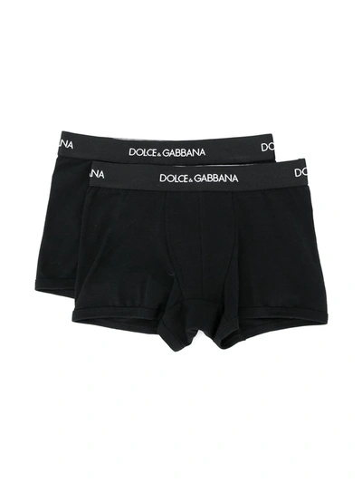 Shop Dolce & Gabbana Logo-waistband Boxer Briefs (pack Of Two) In Black