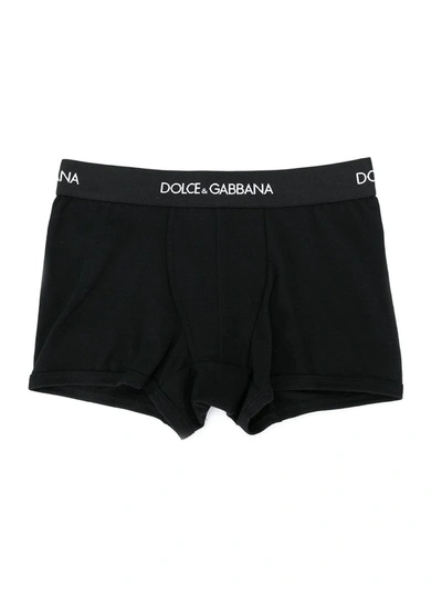 Shop Dolce & Gabbana Logo-waistband Boxer Briefs (pack Of Two) In Black