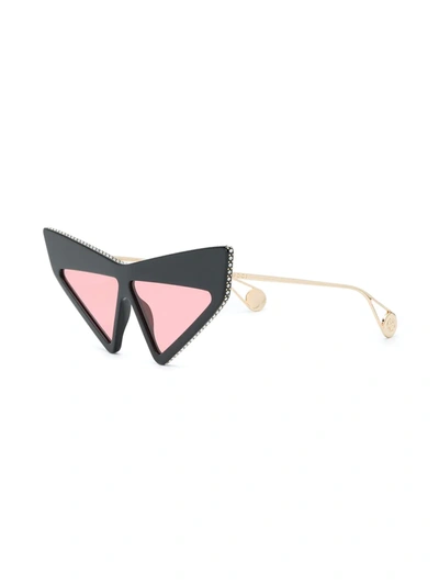 Shop Gucci Studded Futuristic Sunglasses In Black