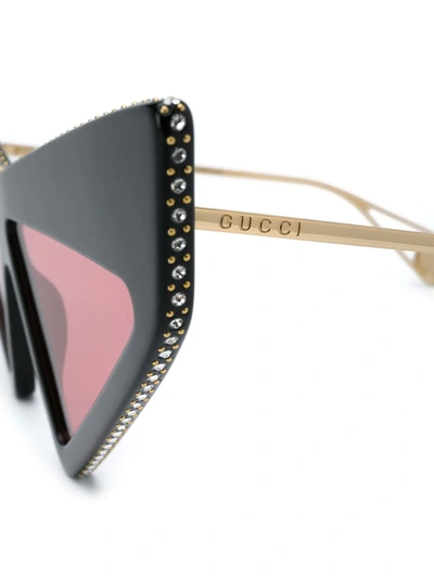 Shop Gucci Studded Futuristic Sunglasses In Black
