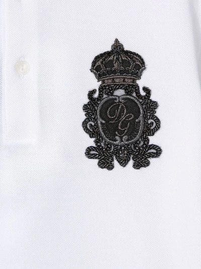 Shop Dolce & Gabbana Embroidered Patch Polo Shirt In White