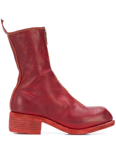 Shop Guidi Calf-length Zip-up Boots In Red