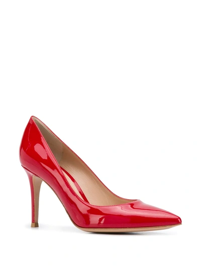 Shop Gianvito Rossi Varnished 85mm Stiletto Pumps In Red