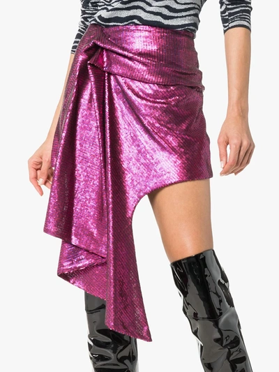 Shop Halpern Asymmetric Hem Mini Skirt In Purple