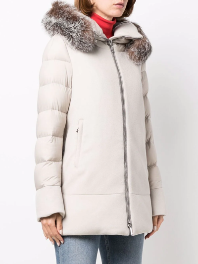 Moorer Zip-fastening Padded Coat In Neutrals