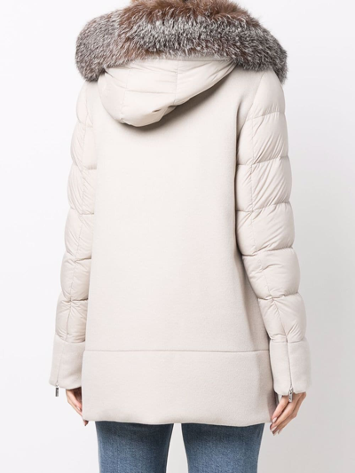 Moorer Zip-fastening Padded Coat In Neutrals