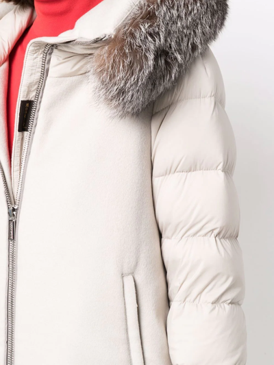 Moorer Zip-fastening Padded Coat In Neutrals