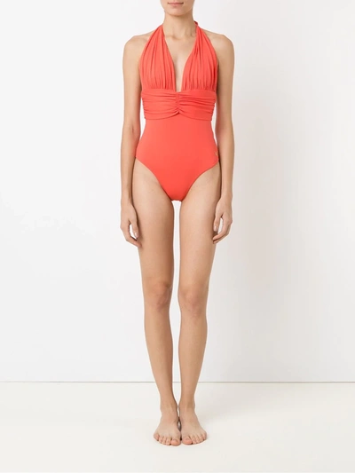 Brigitte Deep V-neck Swimsuit In Black