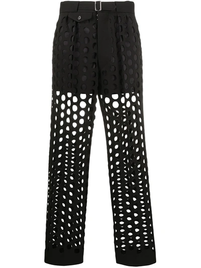 Shop Maison Margiela Hole Punched Tailored Trousers In Black