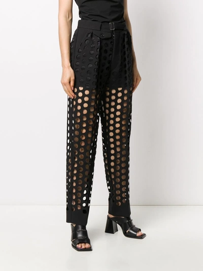 Shop Maison Margiela Hole Punched Tailored Trousers In Black
