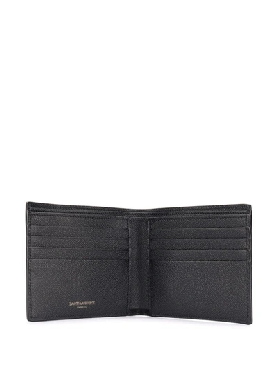 Shop Saint Laurent Cassandre-logo Leather Wallet In Black