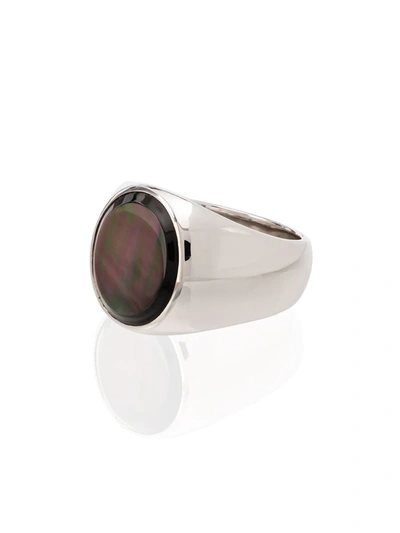 Shop Tom Wood Sterling Silver Mother-of-pearl Ring In Black