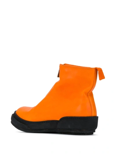 Guidi Color-block Front-zip Boots In Orange