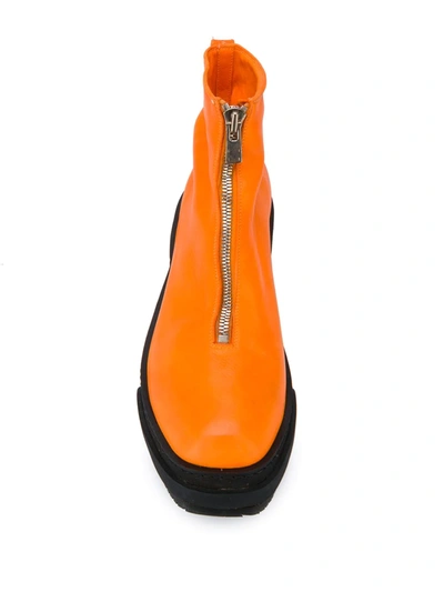 Shop Guidi Color-block Front-zip Boots In Orange