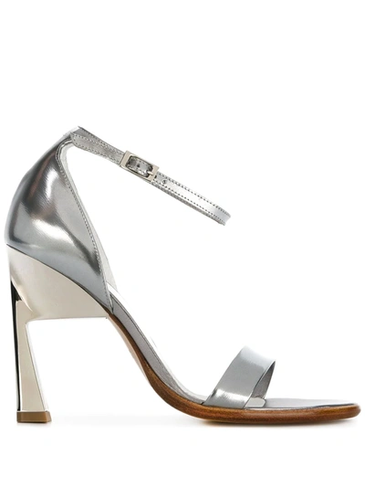 Shop Maison Margiela Geometric Heel Sandals In Metallic