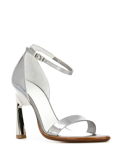 Shop Maison Margiela Geometric Heel Sandals In Metallic