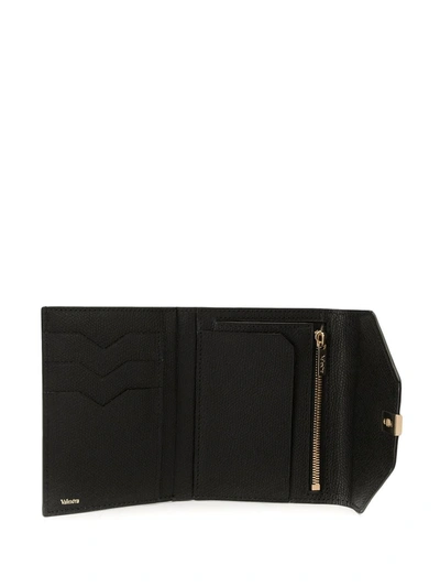 Valextra Iside Pebbled Wallet In Black