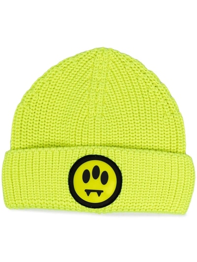 Shop Barrow Logo Patch Knitted Beanie In Green