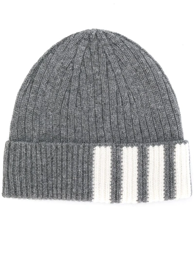 Shop Thom Browne Cashmere Ribbed-knit Beanie In Grey