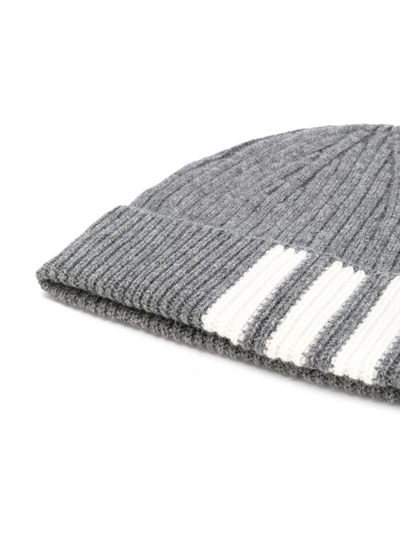 Shop Thom Browne Cashmere Ribbed-knit Beanie In Grey