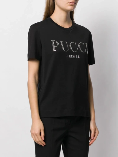 Shop Emilio Pucci Embellished Logo T-shirt In Black