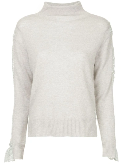 Shop Onefifteen Lace Panel Sweater In Grey