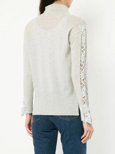 Shop Onefifteen Lace Panel Sweater In Grey