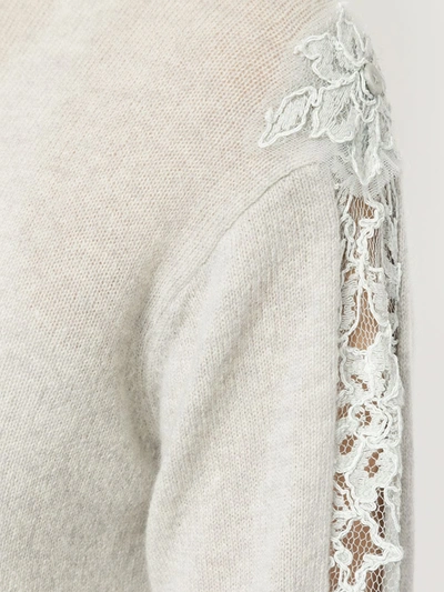 Shop Onefifteen Lace Panel Sweater In Grey