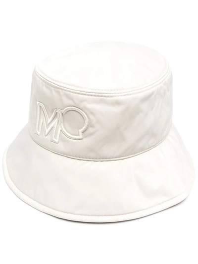 Shop Moncler Logo Embroidered Bucket Hat In Neutrals