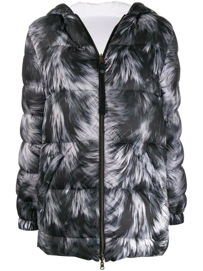 Shop Mr & Mrs Italy Fur-print Feather Down Jacket In Black