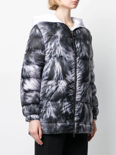 Shop Mr & Mrs Italy Fur-print Feather Down Jacket In Black