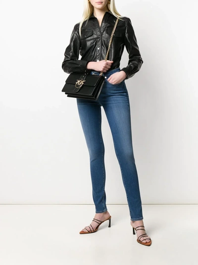 Shop Pinko Faux-leather Shirt In Black