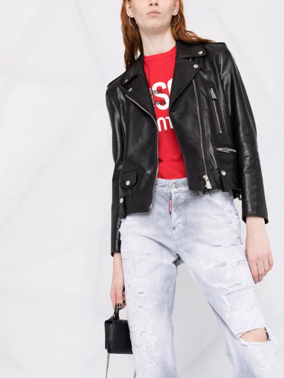 Dsquared2 High Rise Cropped Jeans In Grey