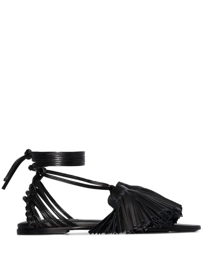 Shop Jil Sander Tassel Self-tie Sandals In Black