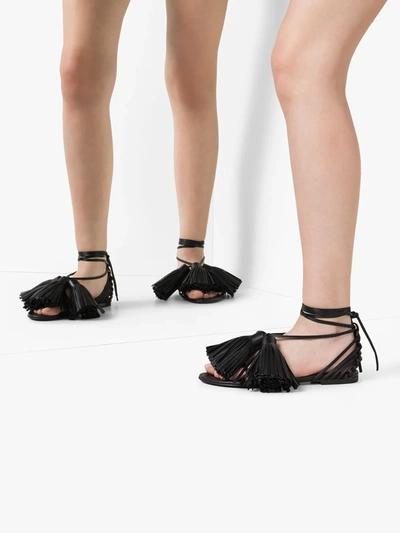 Shop Jil Sander Tassel Self-tie Sandals In Black