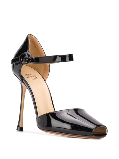 Shop Francesco Russo Patent Open-toe Pumps In Black