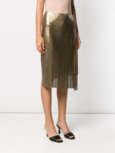 PACO RABANNE METALLIC RUCHED SKIRT - 金色