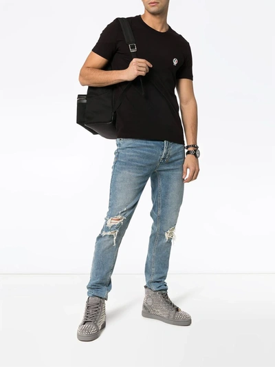 Dolce & Gabbana Tricolor Logo Stretch Cotton T-shirt In Black