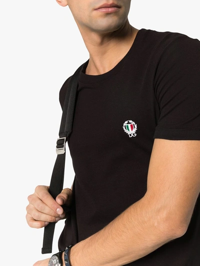 Dolce & Gabbana Tricolor Logo Stretch Cotton T-shirt In Black