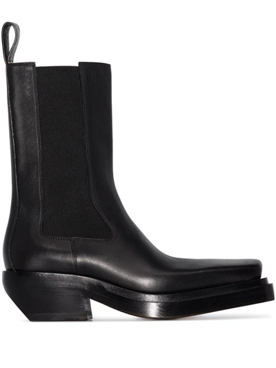 Shop Bottega Veneta Lean Cowboy Leather Boots In Black