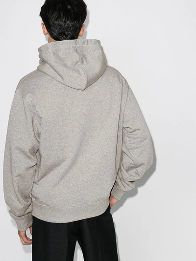 Shop Kenzo Embroidered Cotton Hoodie In Grey