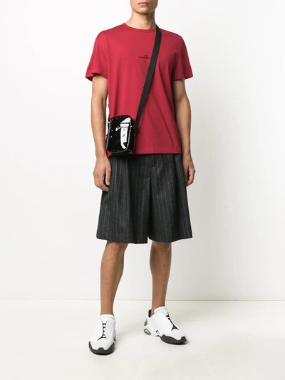 Shop Maison Margiela Inverted Embroidered Logo T-shirt In Red