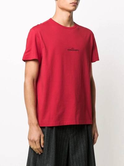 Shop Maison Margiela Inverted Embroidered Logo T-shirt In Red